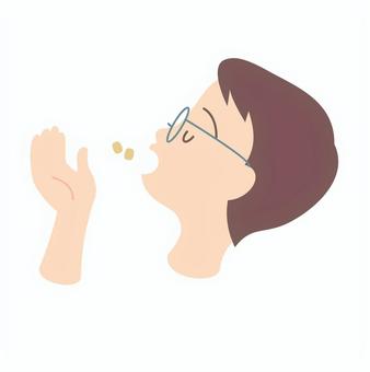 サプリを服用するまで男性 サプリ,サプリメント,薬,服用,接種,処方,服薬,錠剤,男性,人物のイラスト素材