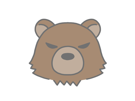 怖い顔のクマ 茶 熊,怖い,危険,動物,猛獣,デフォルメ,動物園,茶色のイラスト素材