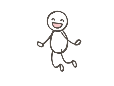 棒人間　ニコニコジャンプ 棒人間,人,嬉しい,楽しい,喜ぶ,ウキウキ,ジャンプ,跳ぶ,はしゃぐ,ハッピーのイラスト素材