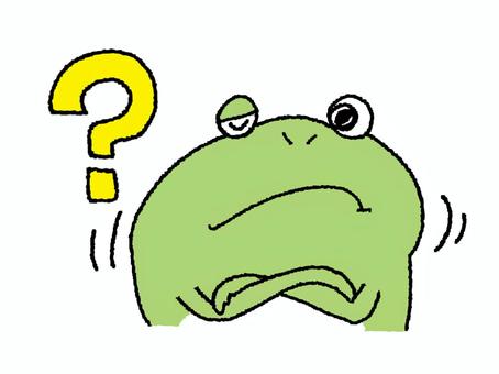 考えるカエル カエル,考える,はてな,謎,クエスチョン,お知らせ用,宣伝用,pop調,手描き,挿絵のイラスト素材