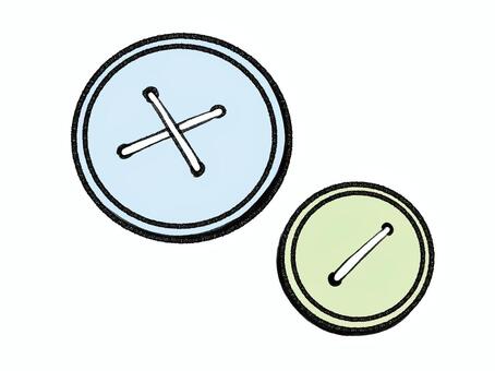 青と緑のボタン ボタン,ソーイング,手描き,装飾,服,裁縫,背景透過,カラー,青,緑のイラスト素材