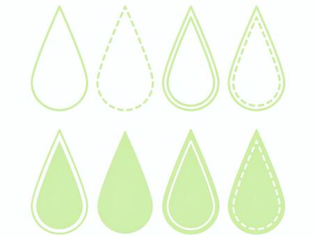 水滴・雫の形をしたラベルアイコンセット 水滴,雫,アイコン,フレーム,ドロップ,液体,水,緑,パステルカラー,線画のイラスト素材