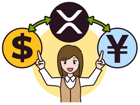 暗号通貨を説明する女性 女性,暗号通貨,ドル,円,xrp,ripple,仮想通貨,トレード,為替のイラスト素材