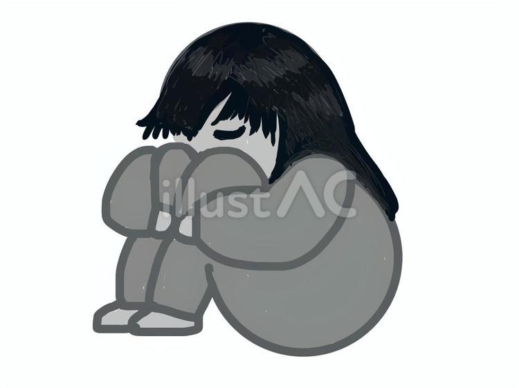 膝を抱えて座る人 人物,座り姿,横向きのイラスト素材