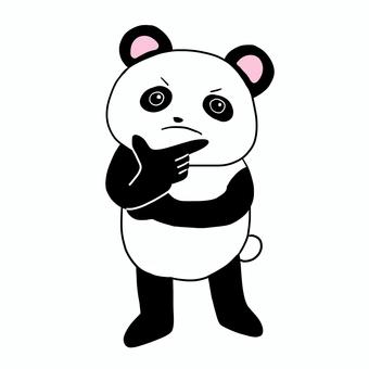 う〜んと考えるパンダ　全身 パンダ,キャラ,ポップ,かわいい,動物,考える,悩む,困る,わからない,思案のイラスト素材