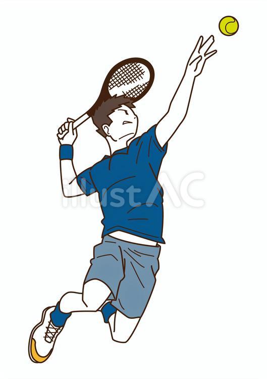 テニスをする男性（青） テニス,男性,選手のイラスト素材