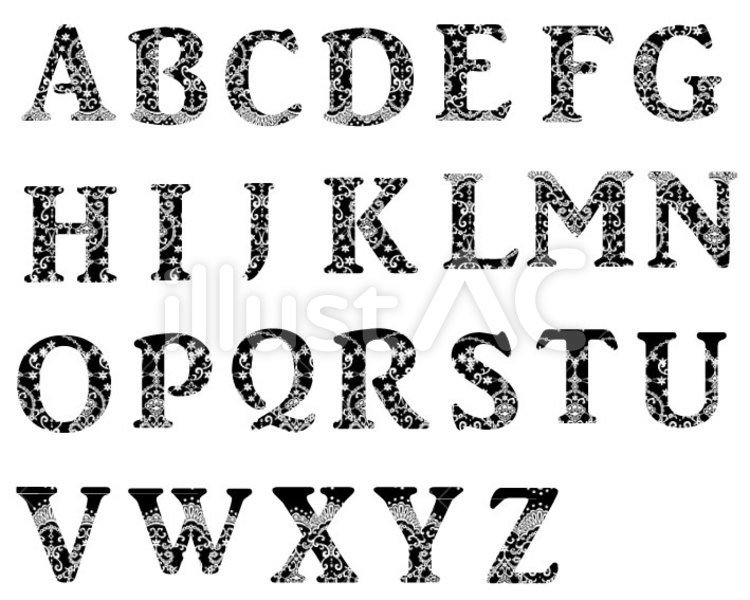 レース柄のアルファベット文字 アルファベット,文字,英語のイラスト素材