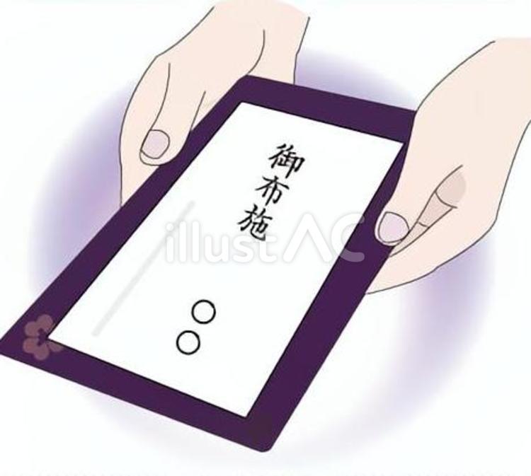 御布施を渡す 御布施,袱紗,手のイラスト素材