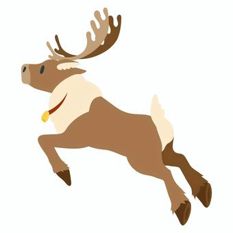 走るトナカイの単体イラスト トナカイ,クリスマス,動物,飛び跳ねる,走る,飛行,冬,季節,北欧,シンプルのイラスト素材