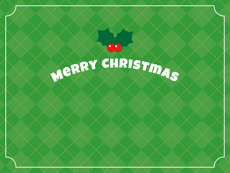 クリスマス背景_緑のアーガイル_横 クリスマス,冬,12月,祝日,イベント,年末,アーガイル,チェック柄,ヒイラギ,ベリーのイラスト素材