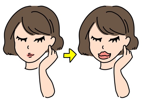 唇を大きくした女性　カラー 女性,唇,美容整形,比較,カラーのイラスト素材