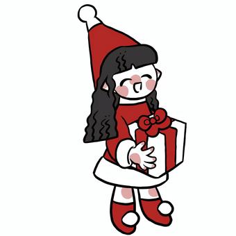 クリスマスプレゼントを持つ女の子 クリスマス,サンタ,小人,準備,プレゼント,ギフト,冬,笑顔,女の子,キャラクターのイラスト素材