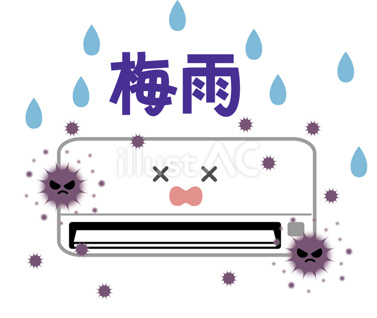 梅雨時期のエアコンのイラスト エアコン,カビ,梅雨のイラスト素材