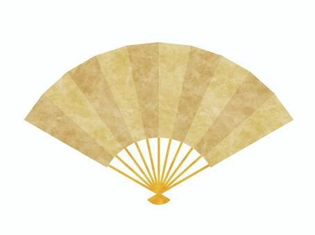 水彩風のシンプルな扇子　金色 扇子,扇,金,金色,手描き,水彩,和風,和,お正月,年賀状のイラスト素材