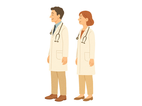 男性医師と女性医師のシンプルなイラスト