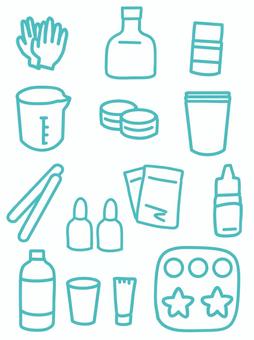 レジンアートの道具アイコン レジン,アート,材料,道具,やすり,ファイル,ネイル,マニキュア,インク,ケースのイラスト素材