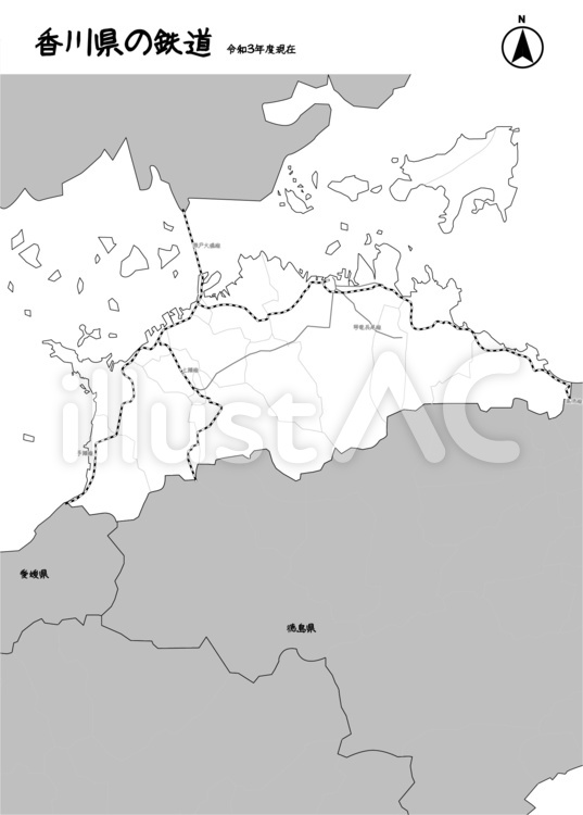 香川県　鉄道　線路　日本　四国　白黒 香川県,鉄道,線路のイラスト素材