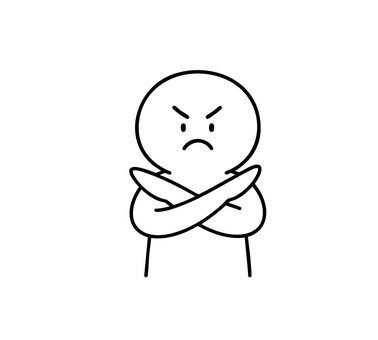 クイズの✕判定ポーズをする棒人間 クイズ,ばつ,✕,ポーズ,判定,棒人間,線画,キャラクター,手描き,手書きのイラスト素材