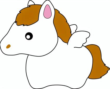 コロコロの天馬_01 天馬,ペガサス,馬,動物,白,翼,飛ぶ,駆ける,尻尾,デフォルメのイラスト素材