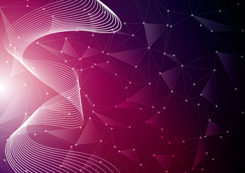 紫色の曲線と幾何学なラインのデジタル背景