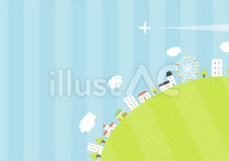 地平線の街と空３ 町並み,街,青空のイラスト素材