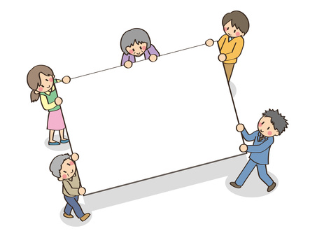 タイトル看板3 タイトル看板3 案内,看板,福祉,介護,タイトル,複数,人物,男女,持ち上げる,社会のイラスト素材