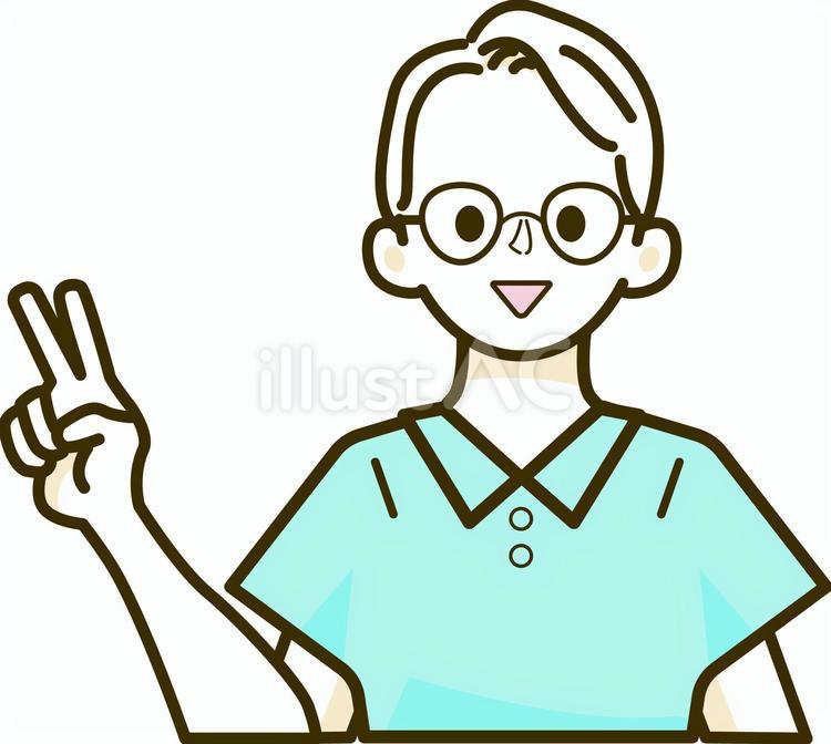 男性のお医者さん（半袖）２ 人物,男性,笑顔のイラスト素材