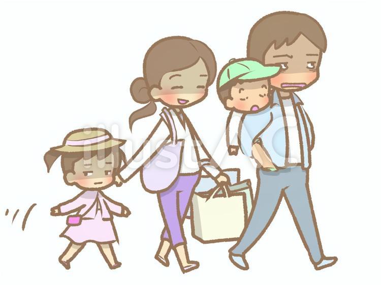 長袖-外出-帰り-疲労210618 家族,外出,帰りのイラスト素材