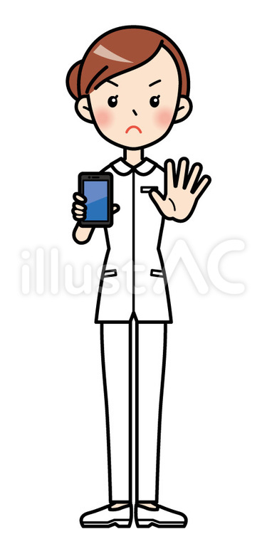 スマホを持つかわいい看護師 看護師,スマホ,スマートフォンのイラスト素材
