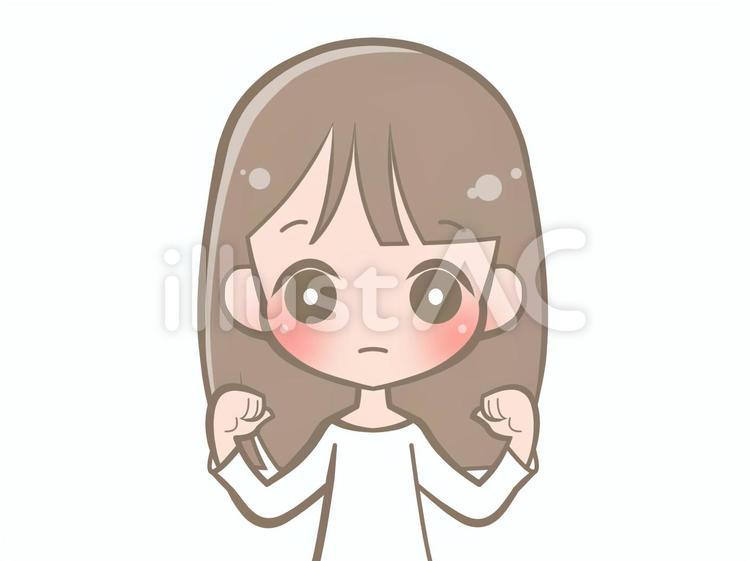 拳-女性-無表情201114 女性,無表情,ガッツポーズのイラスト素材