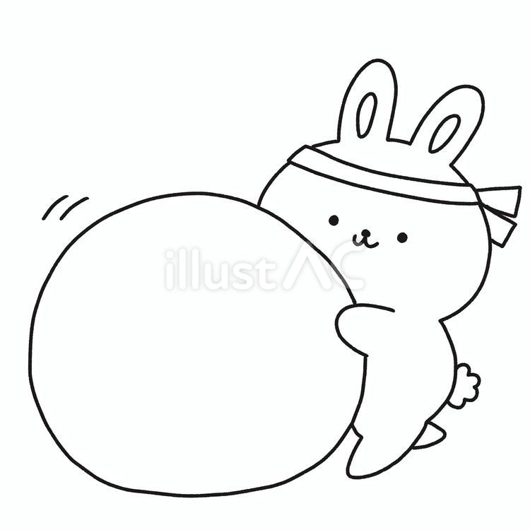 大玉ころがしをするうさぎ 大玉転がし,運動会,うさぎのイラスト素材