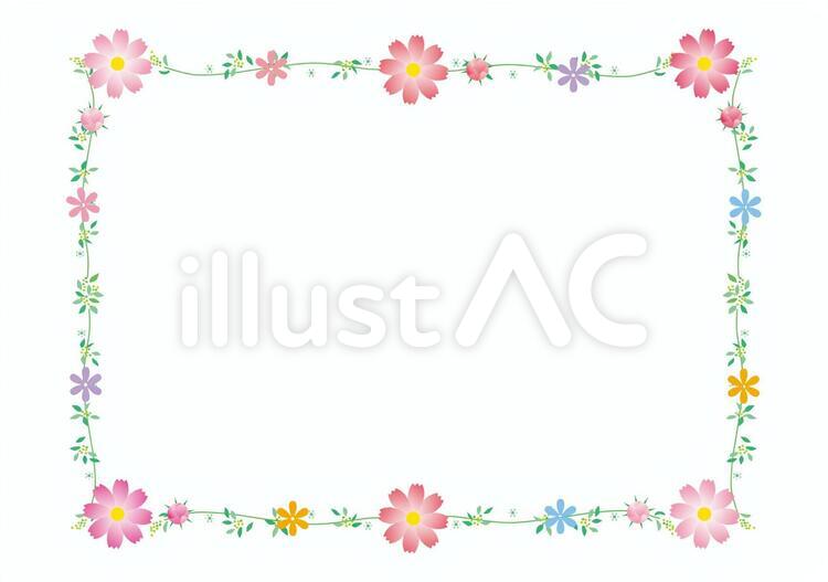 コスモス_フレーム コスモス,秋桜,花のイラスト素材