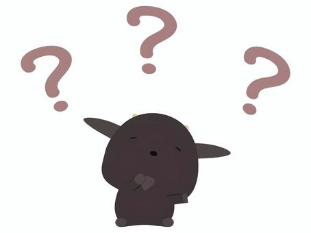 はてなを浮かべる黒ヤギ はてな,ヤギ,黒ヤギ,動物,かわいい,悩む,考えるのイラスト素材