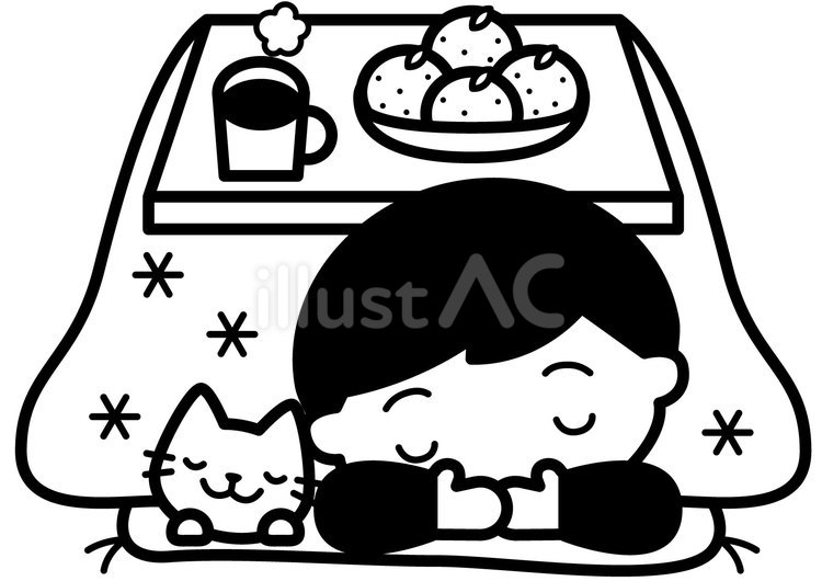 こたつで寝落ち-1c こたつ,寝落ち,眠るのイラスト素材