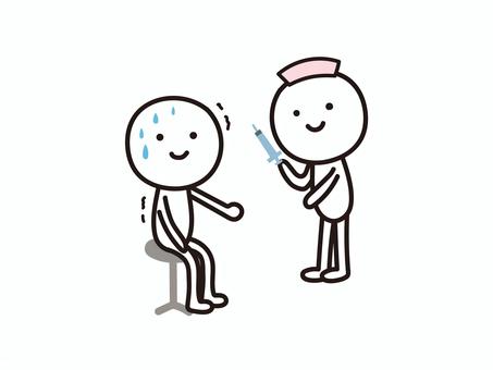 注射を打たれる棒人間のイラスト 注射,注射器,病院,ナース,看護師,治療,ワクチン,ワクチン接種,予防,予防注射のイラスト素材