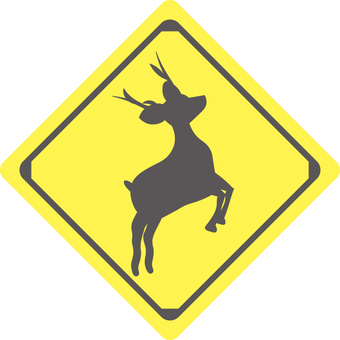 野生動物注意 野生動物注意,野生動物,標識,交通標識,動物のイラスト素材