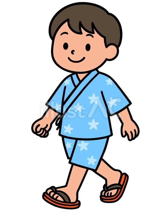 甚平の男の子 甚平,男の子,笑顔のイラスト素材