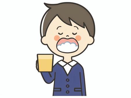 うがいをする男子生徒 男の子,子供,うがい,喉,清潔,対策,予防,感染,感染症,風邪のイラスト素材