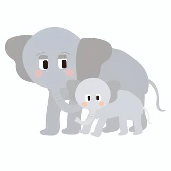 ゾウの親子 ゾウ,象,小象,親子,生き物,動物,動物園,かわいい,シンプル,ベクターのイラスト素材