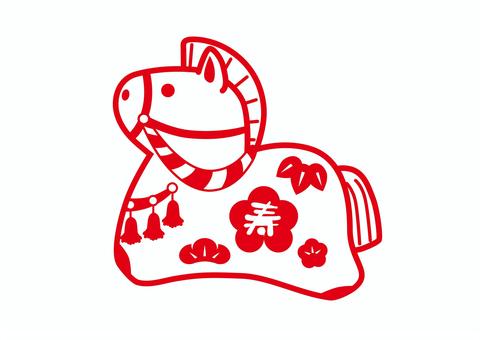 馬イラスト17 馬,午,干支,十二支,午年,動物,立髪,手綱,梅,竹のイラスト素材