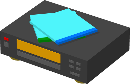CDプレーヤー cdプレーヤー,電化製品,電子機器,オーディオ,cd,黒色,蛍光色,3dcg,立体,デフォルメのイラスト素材