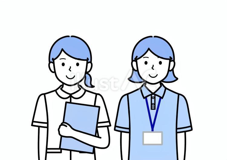 看護師とケアマネージャー・介護士の女性 看護師,介護福祉士,介護士のイラスト素材
