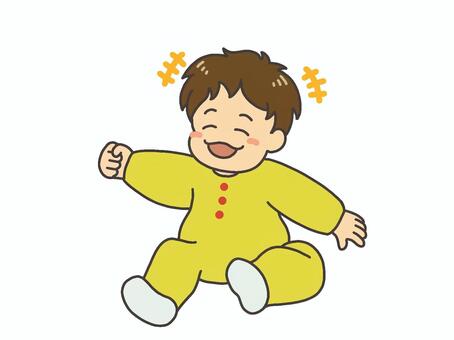 笑う赤ちゃん 赤ちゃん,ベビー,赤ん坊,赤子,子ども,新生児,育児,子育て,座る,おすわりのイラスト素材