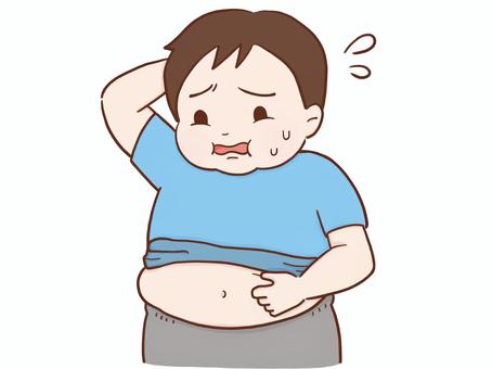 肥満に悩む男性(カラー) 男性,肥満,太る,デブ,メタボ,メタボリック,メタボリックシンドローム,運動不足,生活習慣病,内臓脂肪のイラスト素材