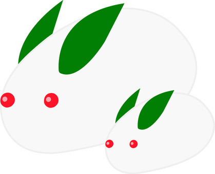 雪うさぎの親子 雪うさぎ,冬,手描き,シンプル,白,可愛い,アイコン,雪兎,葉っぱ,12月のイラスト素材