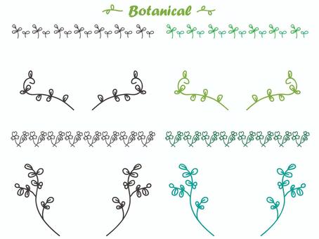 葉　ボタニカル　シンプル　ライン　 ライン,線,フレーム,タイトル,枠,植物,葉,葉っぱ,手書き,モノクロのイラスト素材
