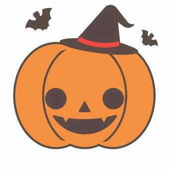 ハロウィン　パンプキンマン ハロウィン,ジャックオーランタン,１０月,秋,コウモリ,魔女,帽子,かわいい,かぼちゃ,パーティのイラスト素材