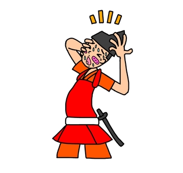 照れる鎌倉時代の雑兵 雑兵,侍,武士,鎧武者,兵士,戦士,日本,和風,歴史,日本史のイラスト素材