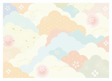 和風雲の背景素材 和風,和柄,背景,あしらい,年賀状,午年,午,2026年,七五三,成人式のイラスト素材