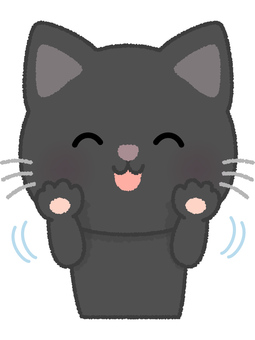 黒猫拒否 黒猫,拒否,否定,遠慮,なだめる,ネコ,キャット,動物,黒,ペットのイラスト素材